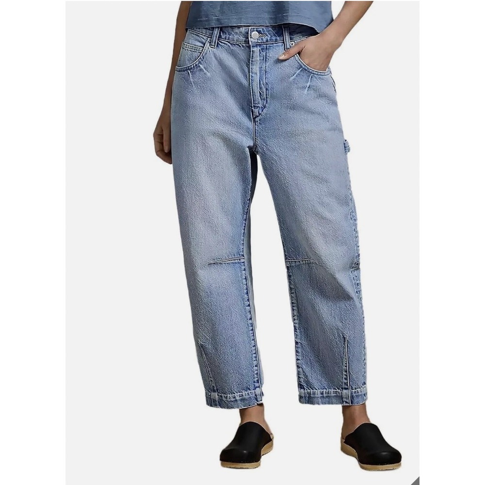 Flamingals Straight Leg Jeans for Women Mid Rise Barrel Cropped Small